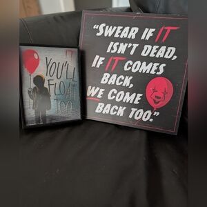 IT Horror Quote Wall Art Set with Red Balloon Accent